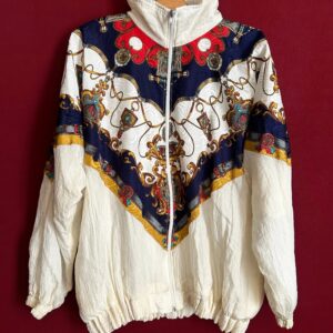 Jaqueta off white vintage estampa lenço