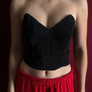 Corset vintage couro camurça RÜGE Brechó