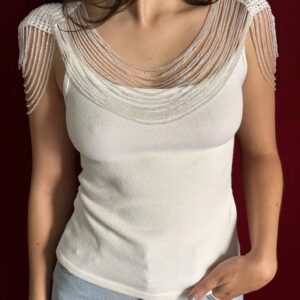 Blusinha branca com miçangas RÜGE Brechó