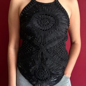 Frente única preta com miçangas RÜGE Brechó