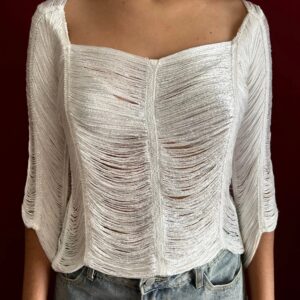 Blusa branca de linha RÜGE Brechó